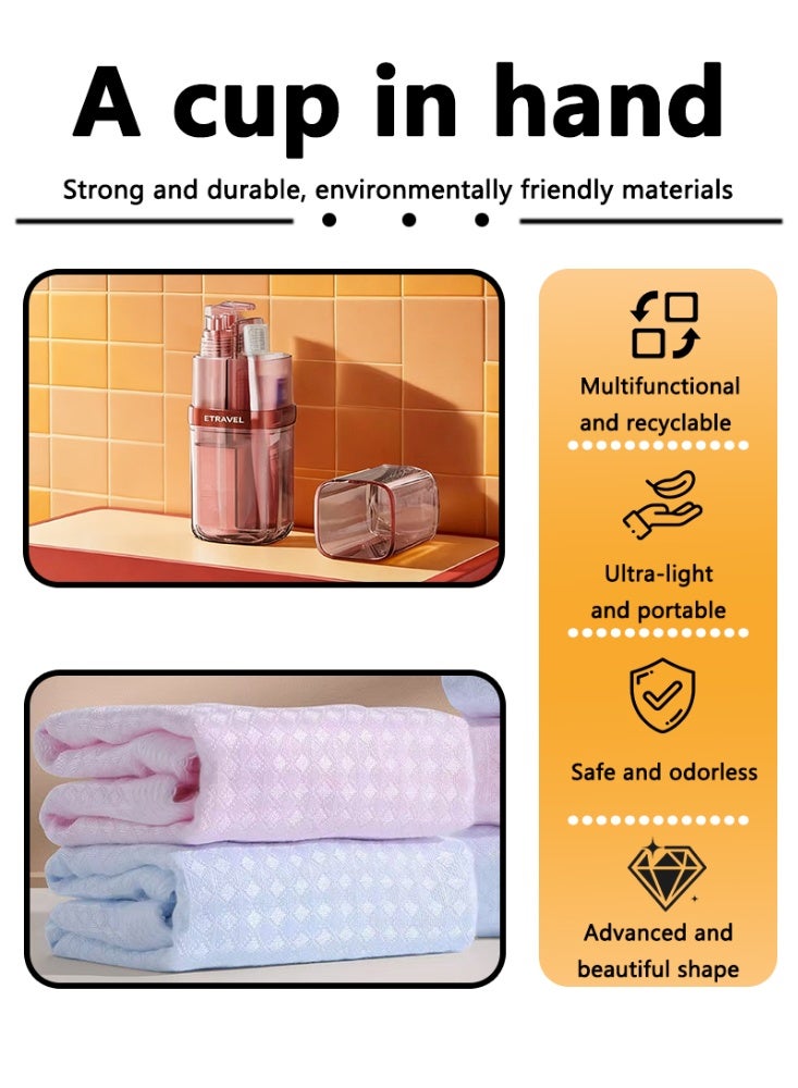 ETRAVEL Eight in one portable travel toothbrush storage box and toiletries set, suitable for multifunctional toothbrush holder for camping, school, business trips, and travel - Image 2
